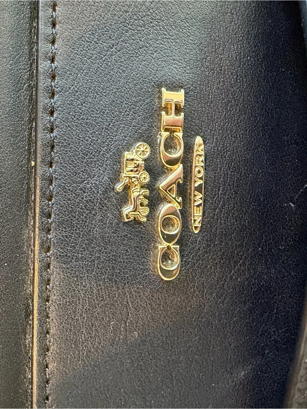 Coach Grace Black pebbled/smooth Leather Satchel with Gold Hardware